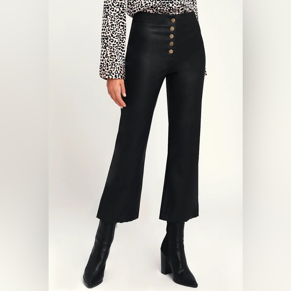 Olivaceous Lulu’s Faux Leather Flared Pants - Size Medium